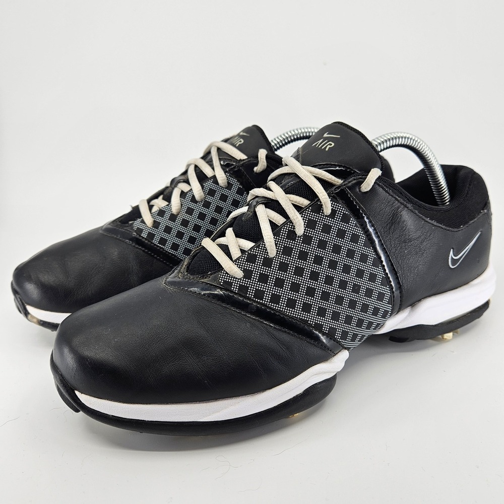 Men's Nike Air Embellish Golf Shoes‎ Black Leather Spiked Performance Athletic